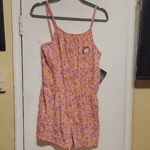 Nickelodeon Garfield Pink and Orange Women's Floral Romper SZ XL